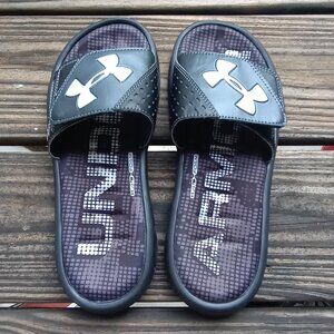 Under Armour 4D Foam Slides Slippers Black Size US 7 Adjustable